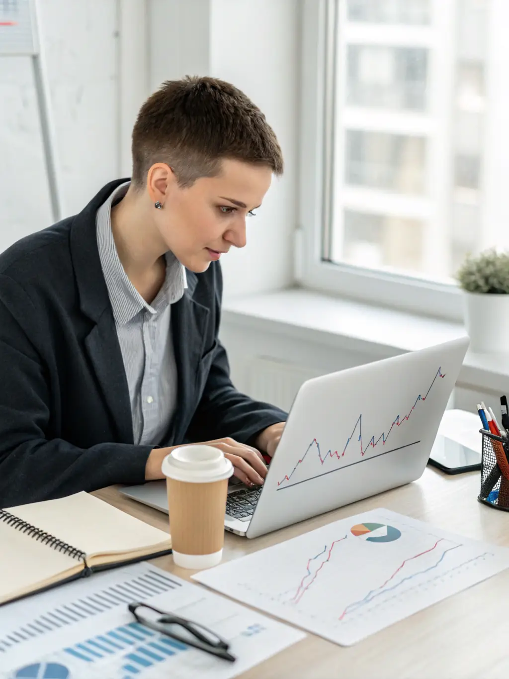 A business professional analyzing market data on a laptop, representing strategic planning and growth in the South African market.
